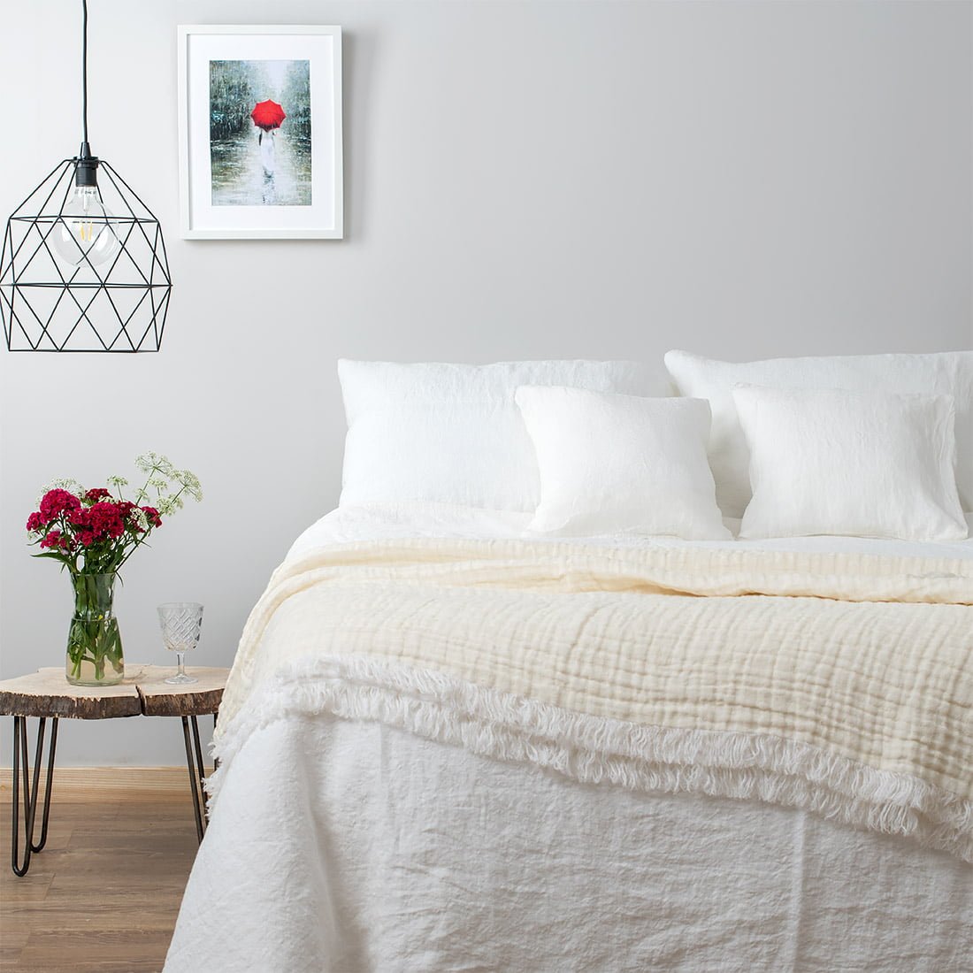 Lininė patalynė balta.