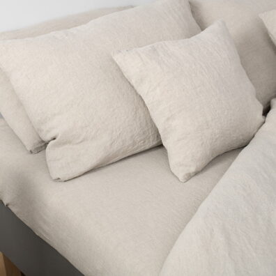 Lininė patalynė pilka „Šešupė“, paklodė.