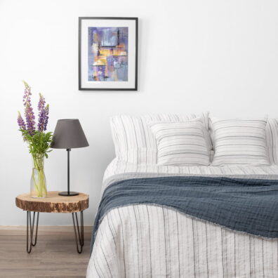 Lininė patalynė balta dryžuota „Oksfordas“.