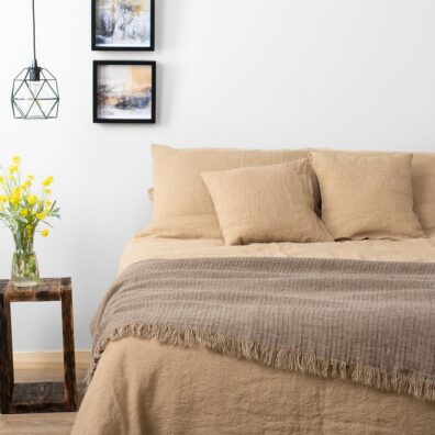 Lininė patalynė šviesiai ruda „Moka“.