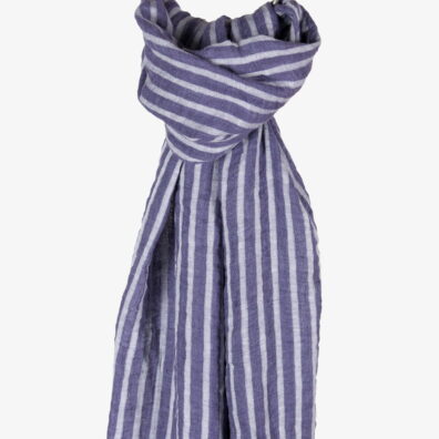 Lininis šalikas violetinis dryžuotas.