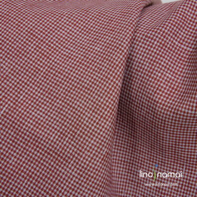 Lininis audinys pilkais ir raudonais langeliais - Lino Namai