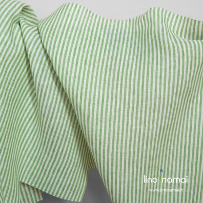 Lininis audinys su žaliais dryžiais - Lino Namai