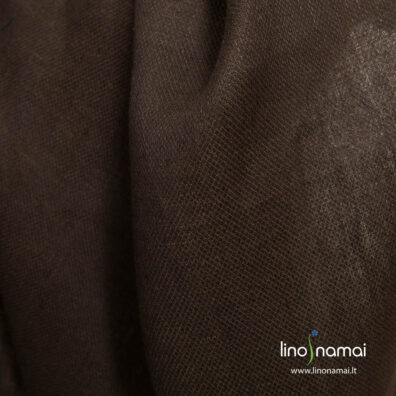 Lininis tamsiai rudas audinys su mažais rombais - Lino Namai