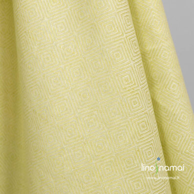 Lino - medvilnės audinys šviesiai žalias raštuotas - Lino Namai
