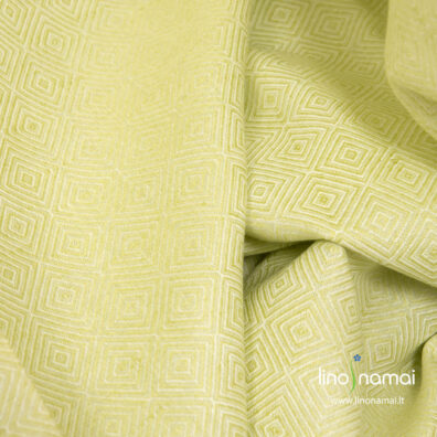 Lino - medvilnės audinys šviesiai žaliai languotas - Lino Namai