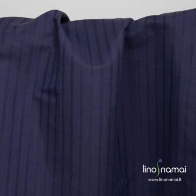 Puslininis audinys tamsiai mėlynas su juostelėmis - Lino Namai