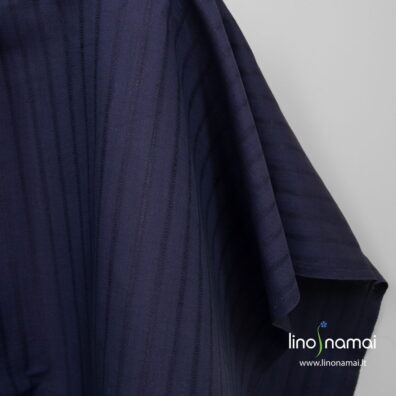 Mėlynas dryžuotas lino - medvilnės audinys užuolaidoms, drabužiams, staltiesėms, patalynei siūti - Lino Namai