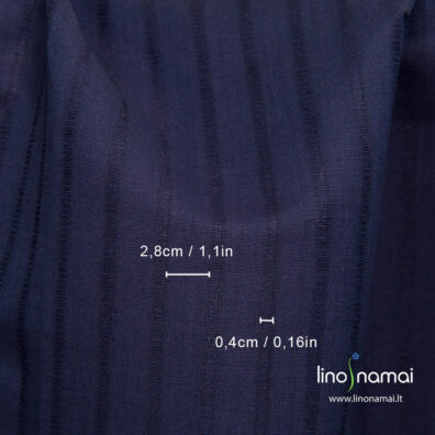 Tamsiai mėlynas dryžuotas lino - medvilnės audinys - Lino Namai