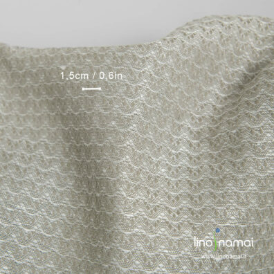 Puslininis pilkas audinys bangelių raštu - linas - medvilnė