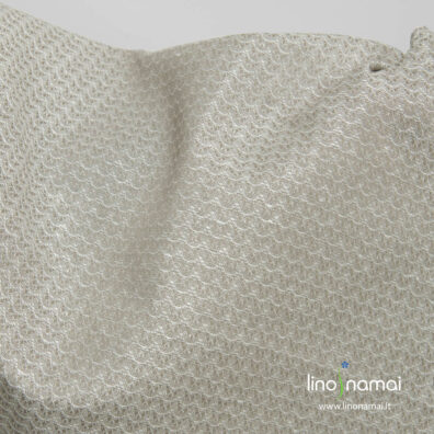 Pilkai baltas lino - medvilnės audinys bangelių raštu - Lino Namai