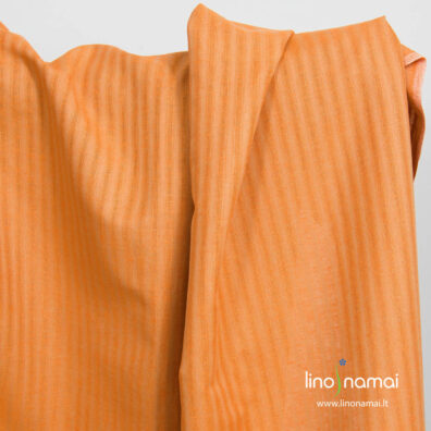 Puslininis oranžinis dryžuotas audinys - Lino Namai