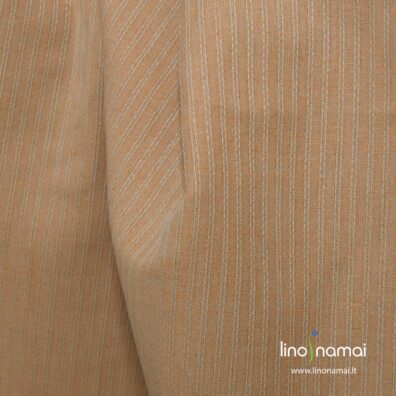 Puslininis audinys rusvas su juostelėmis - Lino Namai