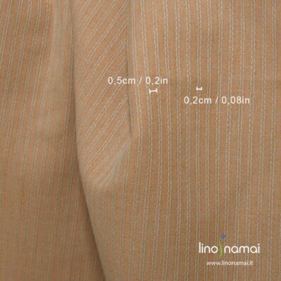 Puslininis audinys rusvas su juostelėmis dekoratyviomis vertikaliomis - Lino Namai