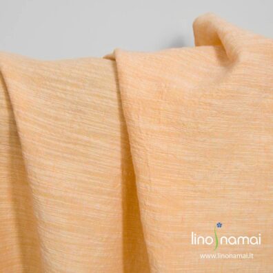 Puslininis platus šviesiai oranžinis audinys skalbtas - Lino Namai