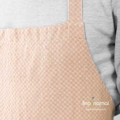 Lino - medvilnės prijuostė mažais rudais langeliais - Lino Namai