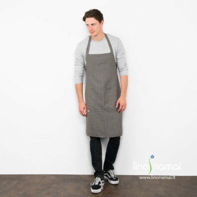 Lino - medvilnės prijuostė tamsiai pilka - Lino Namai
