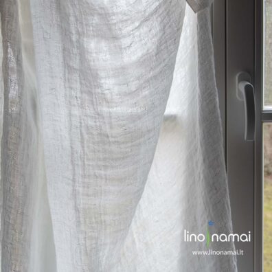 Baltas minkštas lengvas lino audinys užuolaidoms, šalikams - Lino Namai