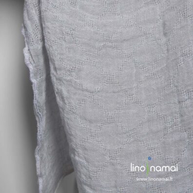 Melsvai pilkas permatomas lininis audinys su ažūriniais rombais, skalbtas - Lino Namai
