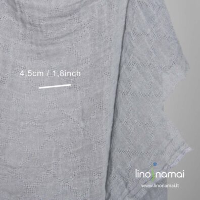 Pilkas permatomas raštuotas lininis audinys - Lino Namai