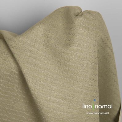 Lino - medvilnės audinys su pilkomis bangelėmis žaliame fone | Lino Namai