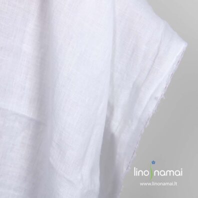 Lininis ryškiai baltas audinys, skalbtas, minkštas, švelnus - Lino Namai