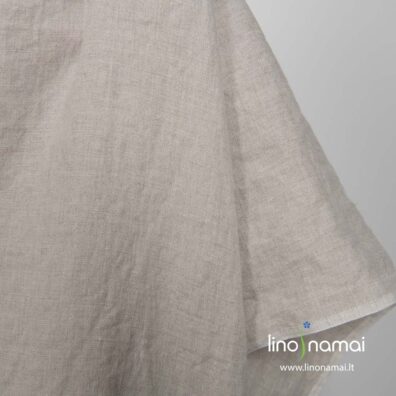 Pilkas lininis audinys drabužiams, patalynei, užuolaidoms - Lino Namai