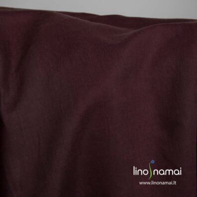 Puslininis tamsiai raudonas audinys - Lino Namai