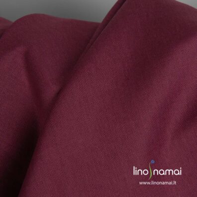 Puslininis vyšnių spalvos (tamsiai raudonas) audinys - Lino Namai