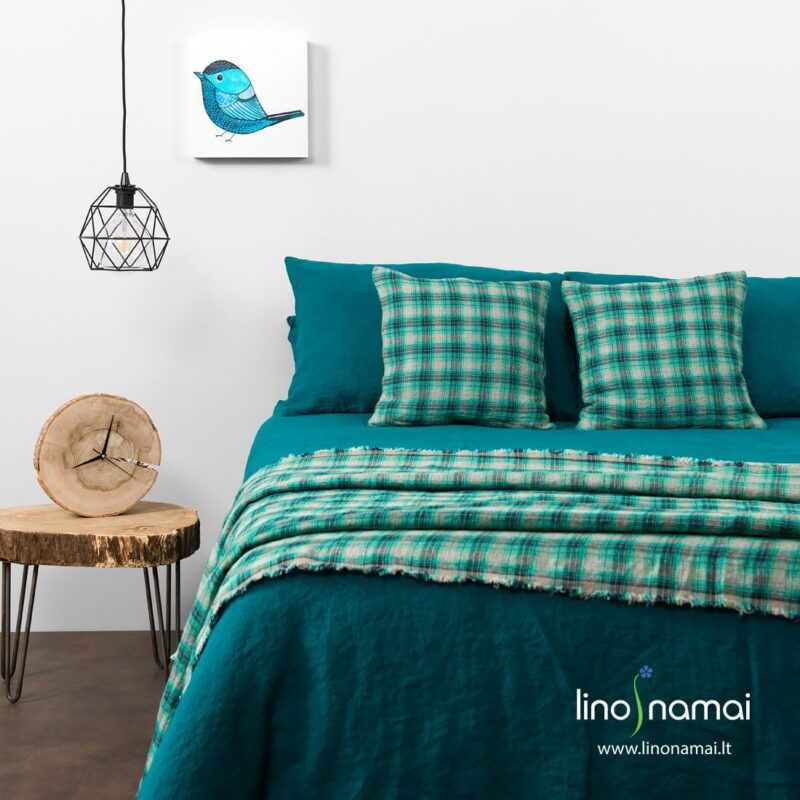 Lininė tamsios turkio spalvos patalynė &bdquo;Laumžirgis&ldquo;