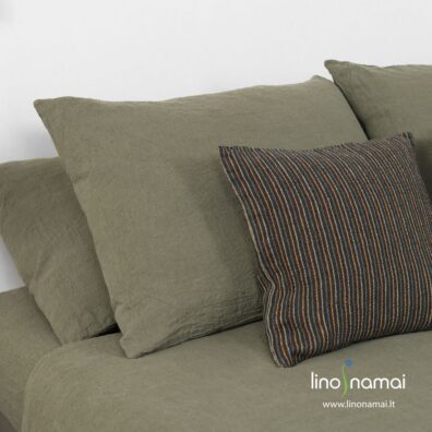 Lininis žalsvai pilkas pagalvės užvalkalas