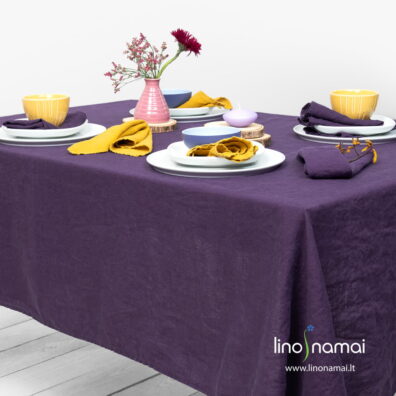 Lininė staltiesė violetinės spalvos
