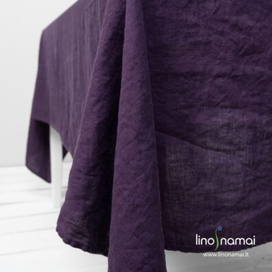 Staltiesė iš minkšto skalbto violetinio 100% lino