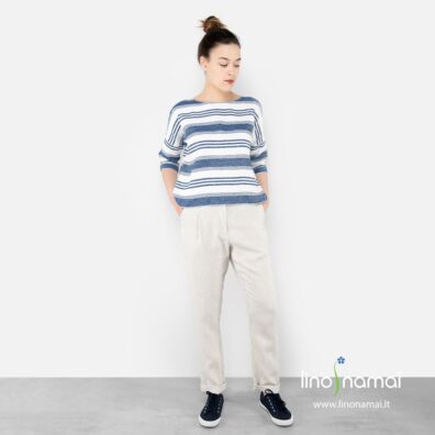 Lininės kelnės šviesiai pilkos