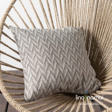 Lininis dekoratyvinės pagalvės užvalkaliukas pilkais zigzagais