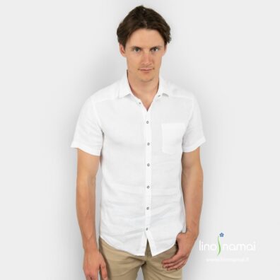 Ryškiai balto lino vyriški marškiniai