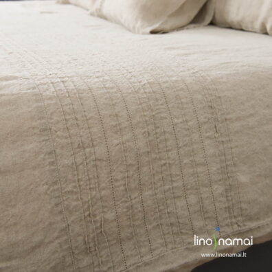 Lininis natūralios spalvos mereškuotas antklodės užvalkalas