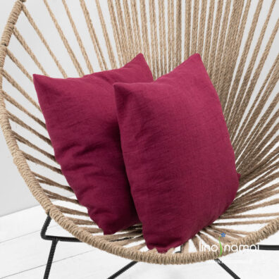 Puslininis vyšninės spalvos pagalvės užvalkaliukas