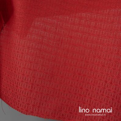 Dekoratyvus raudonas lino - medvilnės audinys drabužiams ir namų tekstilei siūti