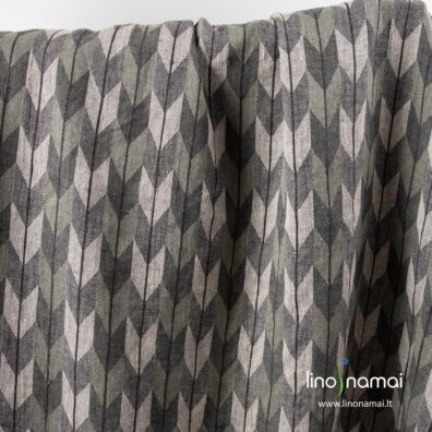 Lininis skalbtas audinys geometriniu raštu