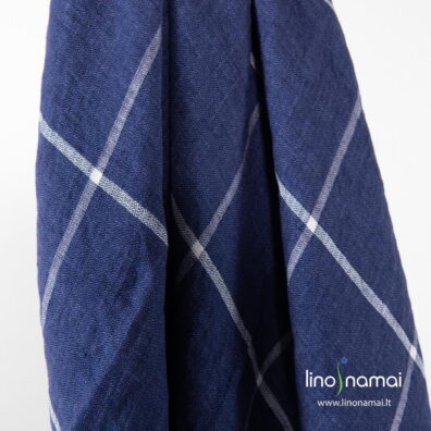 Lininė skara mėlyna languota