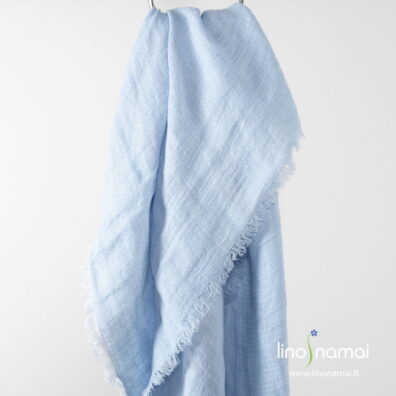 Lininė skara žydra raštuota