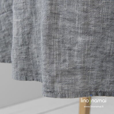 Apvali tamsiai pilka melanžinė lino - medvilnės staltiesė