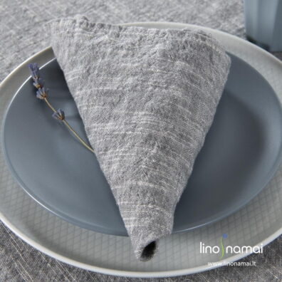 Tamsiai pilka lino - medvilnės servetėlė, skalbta