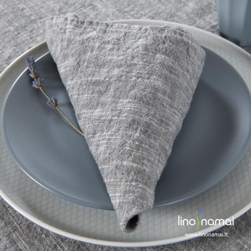 Tamsiai pilka lino - medvilnės servetėlė, skalbta