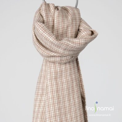 Lino-vilnos šalikas rusvai languotas