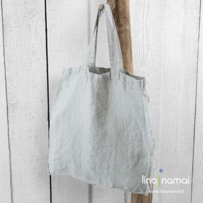 Lininis krepšys žalsvas raštuotas