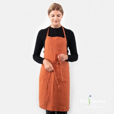 Oranžinė lininė prijuostė