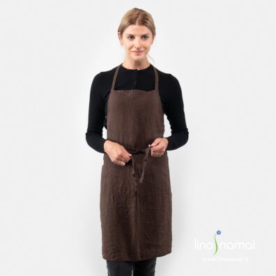 Tamsiai ruda lininė prijuostė