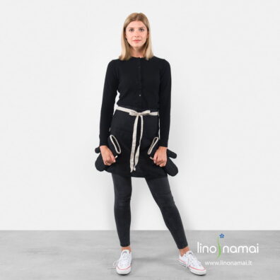 Lininė prijuostė juoda trumpa